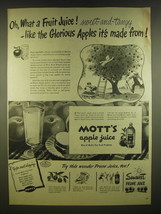 1945 Mott&#39;s Apple Juice Ad - Oh, what a fruit juice! Sweet-and-tangy - £14.78 GBP
