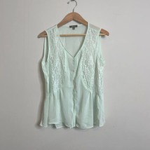 Soprano Women’s Green Sleeveless Blouse Size Large Sheer Lace  - $13.44