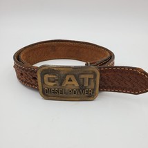 Vtg CAT Diesel Power Belt Buckle Caterpillar Tractor 1981 on Tony Lama Belt - $59.35