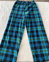 Mad Dog Concepts Boys Black Blue Green Plaid Fleece Pajama Pants 6-8 - £5.80 GBP