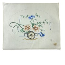 Julie Hand Painted Needlepoint Canvas Floral in Wheelbarrow Flowers 75A - $40.10 Julie Hand Painted Needlepoint Canvas Floral in Wheelbarrow Flowers 75A - $40.10