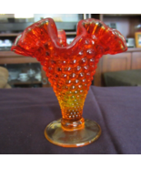 Fenton Amberina Hobnail Ruffled Edge Rim Small Vase - £21.35 GBP