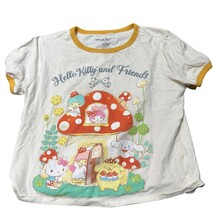 Hello Kitty &amp; Friends Graphic T-Shirt Yellow Trim Girls Large Sanrio - $11.52