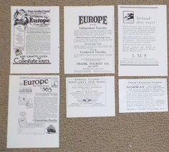 Lot of 6 - 1920s/30s EUROPE TOUR Print Ads Ireland, Norway, Cruise, Railroad B1E - £3.94 GBP