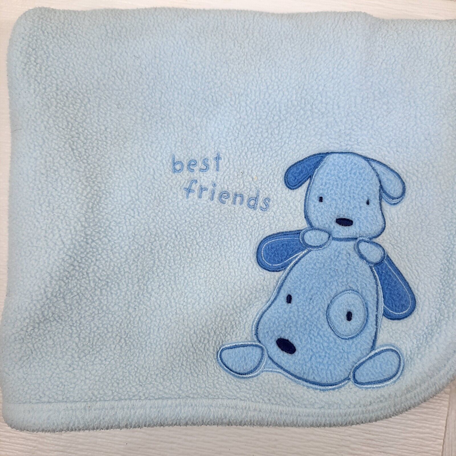 Primary image for Carter's Just One Year best friends Puppy Dog Baby Blanket Blue Fleece Vintage