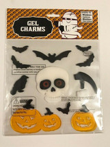 Halloween Window Gel Cling 9 Piece Skull Pumpkin Bat Sickle Raven Clings  - £13.92 GBP