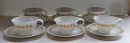 Vintage Corelle by Corning Butterfly Gold Cups &amp; Saucers Set of 6 Replacement - £22.95 GBP