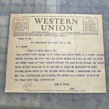 Ephemera Port Arthur TX  1929 Telegram Mayor John W. Tryon Salt bayou br... - $26.10