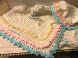 Vintage Infant Baby Crocheted Poncho Cap Bonnet Never Worn Beautiful - £11.79 GBP