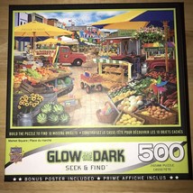 Master Pieces 500 Piece Puzzle Market Square Glow in the Dark Hidden Images - £7.86 GBP