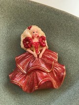 Hallmark Blonde Haired Barbie Doll in Formal Red Dress Plastic Brooch Pi... - $12.19