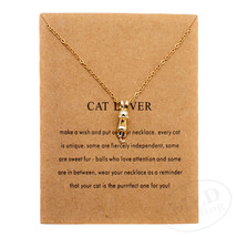 Gold/Silver Plated Kitty Cat Pendant Necklace w/ 18&quot; Chain &amp; Cat Lover Card - £7.91 GBP