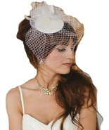 Vintage 1940s-50s Fascinator Veil Hat White, Ivory Tear drop hat  birdca... - £49.54 GBP