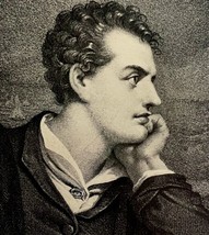 Poet Lord George Byron Portrait 1902 Half Tone Art Emerson History Print... - $22.50