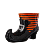 Black and Orange Halloween Ceramic Witch Shoe 8 x 6 x 4 - £19.65 GBP