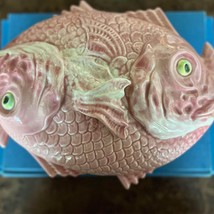 Bordallo Pinheiro Majolica Ceramic Pink Fish Tureen 1950s Ceramic Covere... - £94.68 GBP