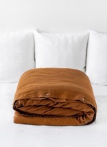 Cinnamon Color Washed Linen Duvet Cover Custom Size Bedding Duvet Cover Set - £24.99 GBP+
