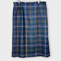 HIGHLAND HOME INDUSTRIES wool plaid wrap midi skirt kilt made in Scotlan... - $47.41