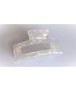 Pearly white iridescent rectangle marbled  hair claw clip - £10.34 GBP
