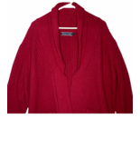 Woolovers Womens Knit Wool Sweater Cardigan Sz XL Button Red Pockets - £19.40 GBP