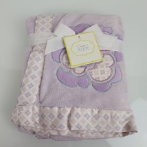 Dena Bloom Collection Kidsline Purple Baby Blanket White Diamond Flower Plush - £55.38 GBP