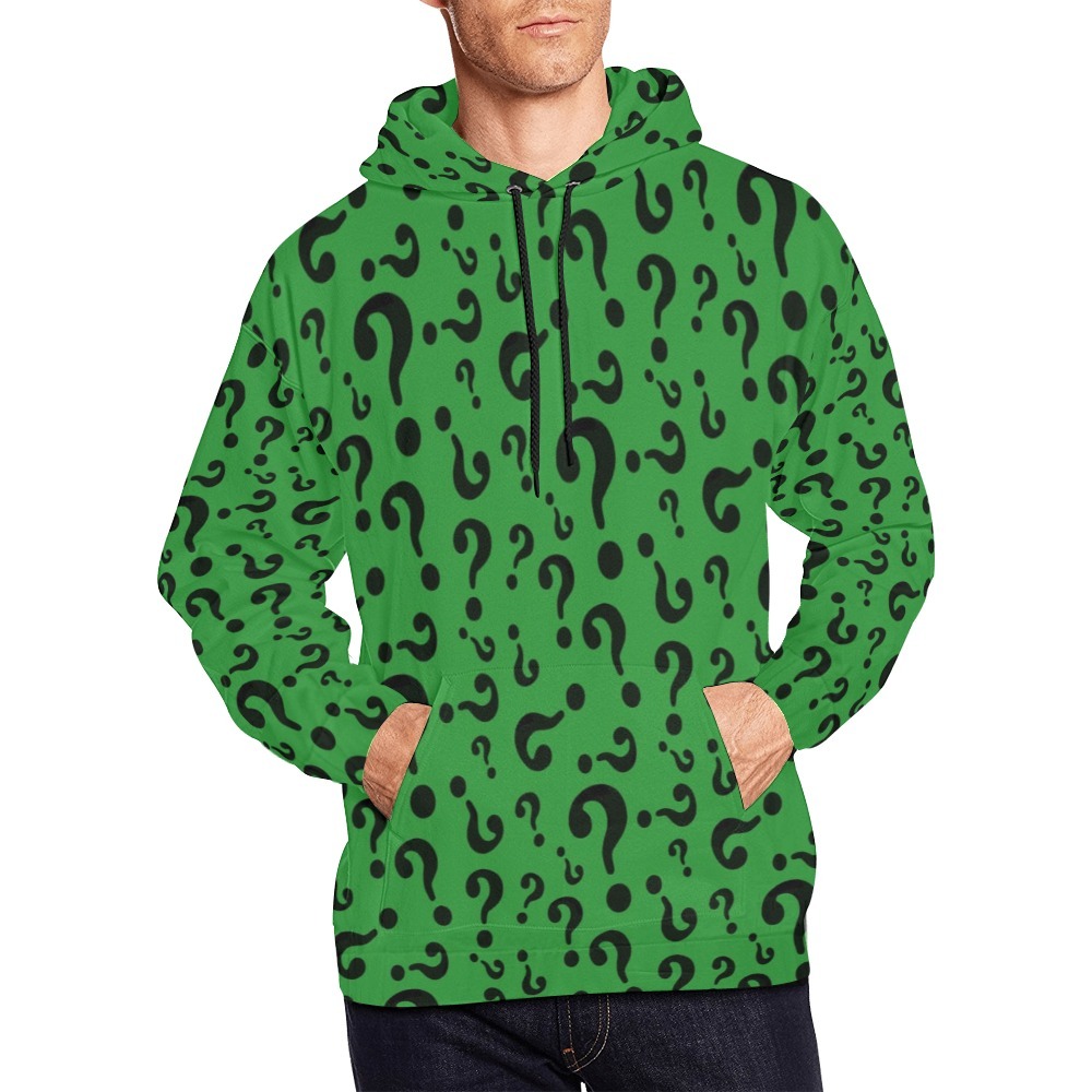 Men's Riddler Riddles Green Questions Hoodie (USA Size)