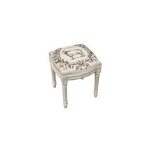 123 Creations Sheep Upholstered Wooden Vanity Stool Antique White - $235.59