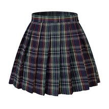 Women`s Versatile White stripes scottish Pleated Summer Skirts ( L,Yello... - £15.50 GBP