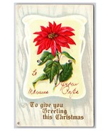 Christmas Greetings Large Poinsettia Embossed UNP DB Postcard U27 - $5.34 CAD