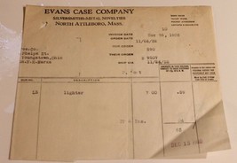 Vintage Evans Case Company Receipt from November 26 1932 Ephemera Massac... - £10.11 GBP