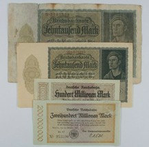 1922-1923 Germany 4-Notes Currency Set // Weimar Republic &amp; German Railroad - £38.84 GBP