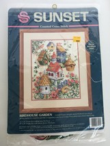 Sunset Counted Cross Stitch Kit Birdhouse Garden Spring Summer Project - $39.99