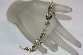 Vintage Fine 14K Yellow Gold Seashells Starfish Sand Dollar Link Bracelet 7&quot; - £387.47 GBP