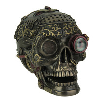 Steampunk Style Human Skull Bronze Finished Statue With Movable Jaw - £51.62 GBP