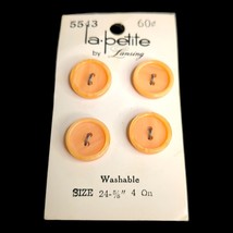 Lot 4 Buttons VTG Yellow Gold Size 24 5/8&quot; Flat 2 Hole La Petite by Lansing - £3.71 GBP