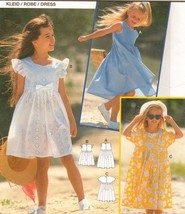 Girls Adorable Summer Easter Eyelet Pinafore Style Dress Sew Pattern 6-12 Uncut - $11.99