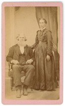 CIRCA 1880&#39;S CDV Older Couple Man in Suit Long White Beard Rider&#39;s Sandusky OH - £9.53 GBP