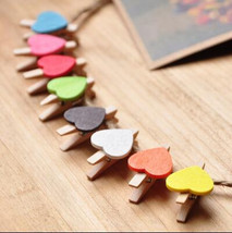 30pcs Cute Heart Wooden Clips,Mini Wooden Pegs,Pin Clothespin,Wedding Decoration - £2.77 GBP