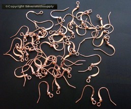 50 Fish hook earring wires comfort taper Med Rose Gold Pl open loop fpe182 - £1.54 GBP