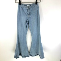 Rue21 Womens Jeans High Waist Flare Leg Raw Hem Medium Wash Stretch Size 7 - £19.24 GBP