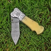 Damascus Folding Skinner Blade Pocket Knife Skinning Tactical EDC Dagger - $31.67