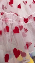 White Layered Tulle Midi Skirt with Red Heart Women Plus Size Fluffy Tulle Skirt image 4