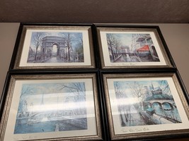 Set of 4 Vintage Framed Paris Prints of Famous Places from 1980&#39;s - £20.34 GBP