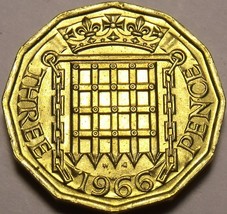 Gem Unc Great Britain 1966 3 Pence~Crowned Portcullis~Vintage - £3.83 GBP