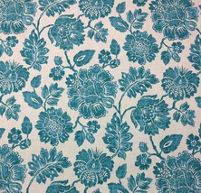 Ethan Allen Amara Turquoise Blue Floral Toile Furniture Fabric By The Yard 54&quot;W - £14.61 GBP