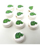 10 Alligator Heads Ceramic Beads Disc Peru 1/2&quot; Horizontal Hole US Seller - $9.89