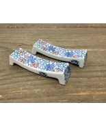2 Vtg Japanese Chopstick Rest Holder Ceramic Rectangle Flower Blue Grn H... - €30,04 EUR