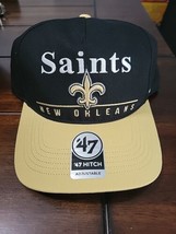 New Orleans Saints &#39;47 Super Hitch Throwback Snapback Hat Cap Adjustable Black - £22.08 GBP