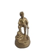 Coal Miner Worker Figure Holding Pickaxe And Lamp Brass Vintage Heavy We... - £25.02 GBP
