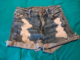 American Eagle Outfitters Cut-Off Shorts Women 0 Next Level Stretch Ripp... - $17.81